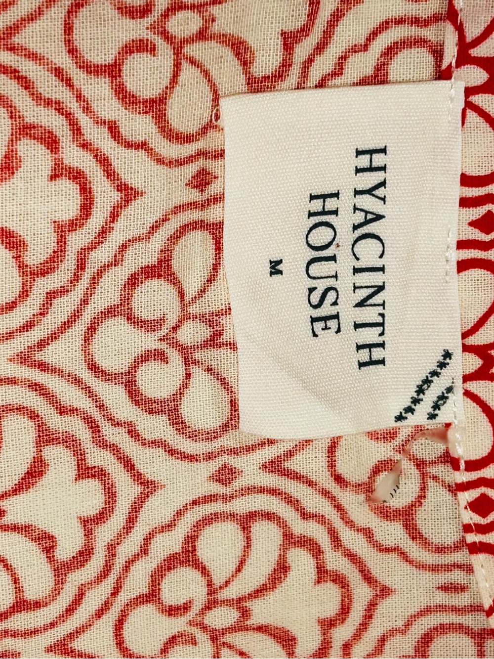 Hyacinth House Tuckernuck Dress M Red White Floral Tiered Midi Puff Sleeve - Picture 6 of 12